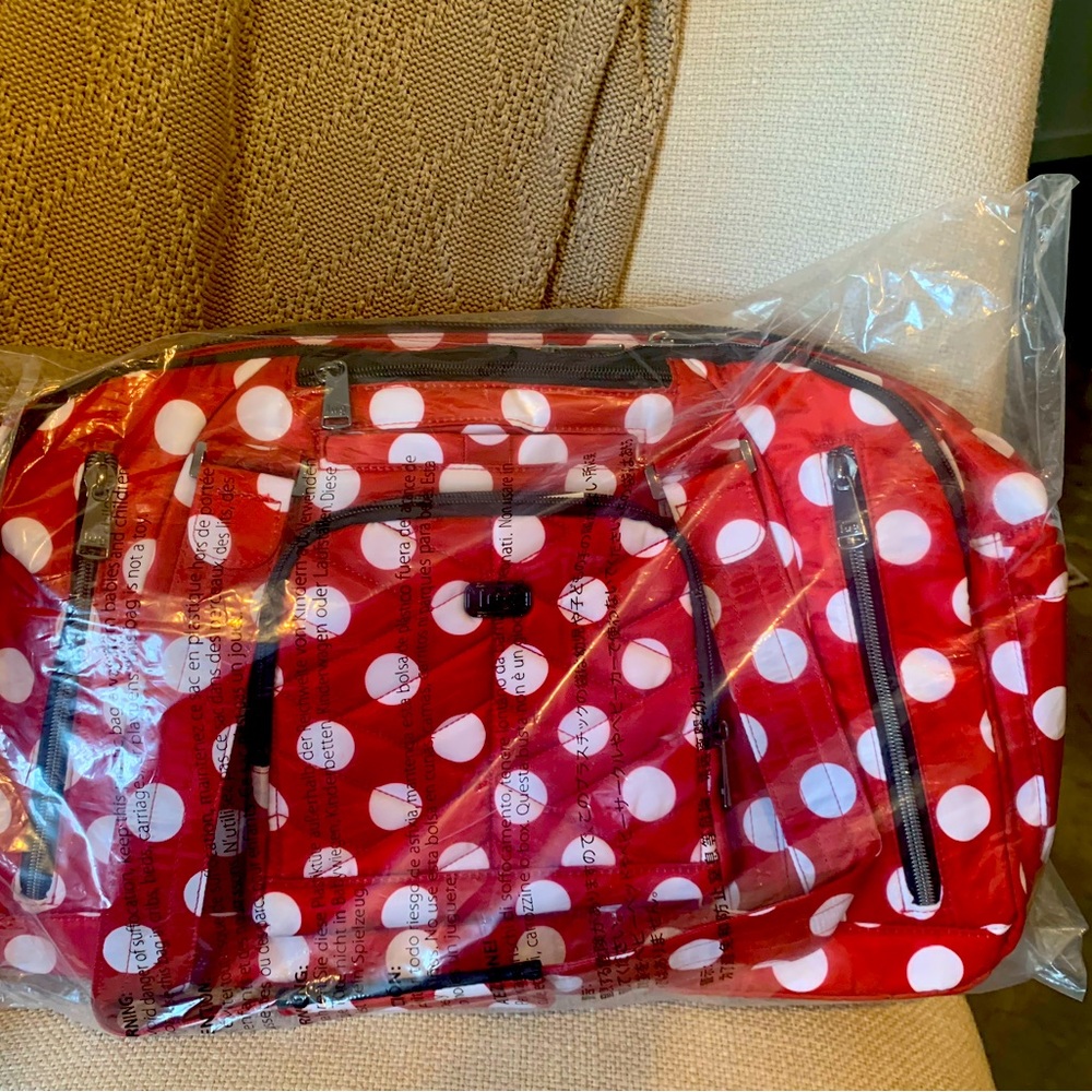 Lug Propeller 2 Overnight Bag In Crimson Large Dot -NWT